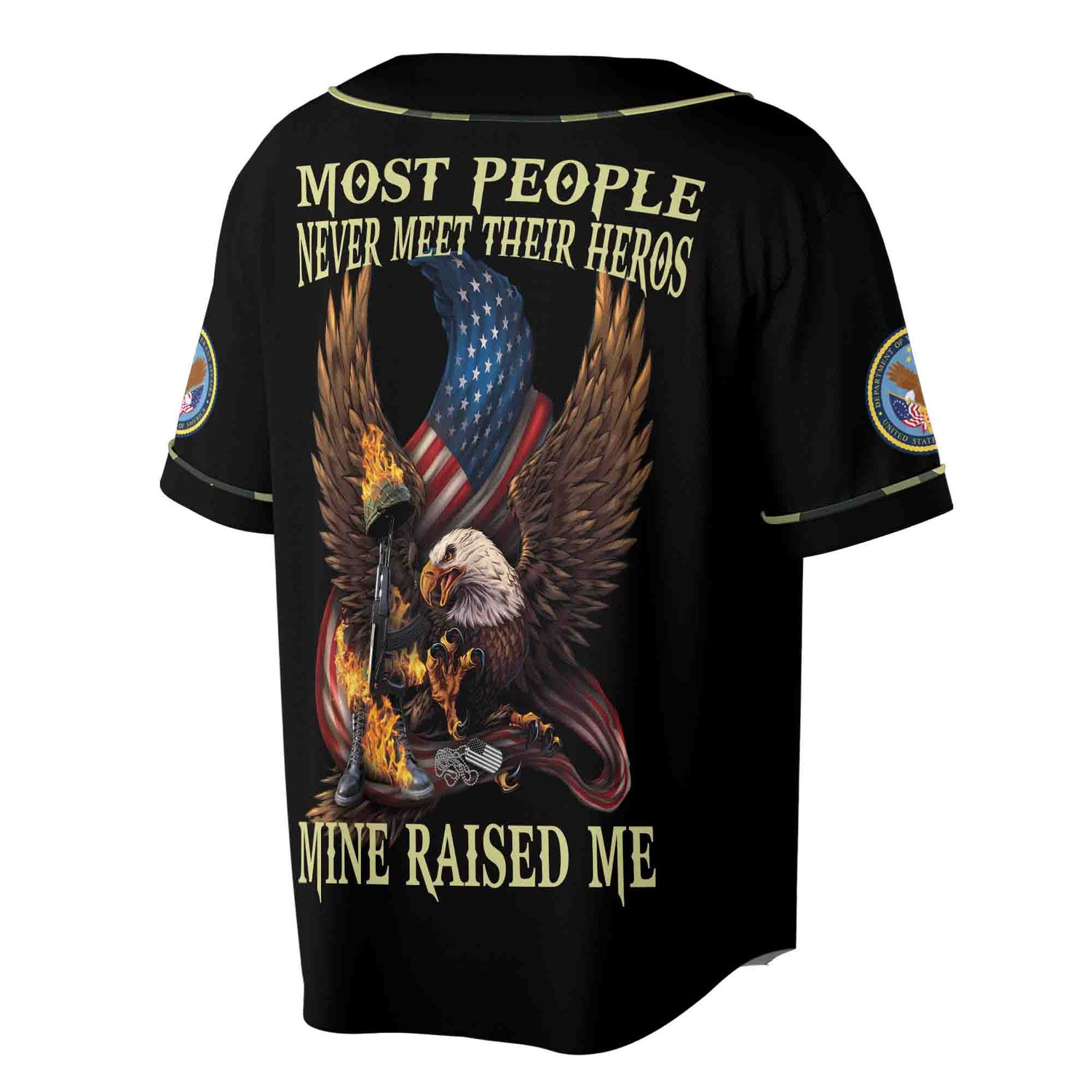 Patriotic Veteran Dad Heroes Eagle American Flag Baseball Jersey Sizes S-5XL image 2