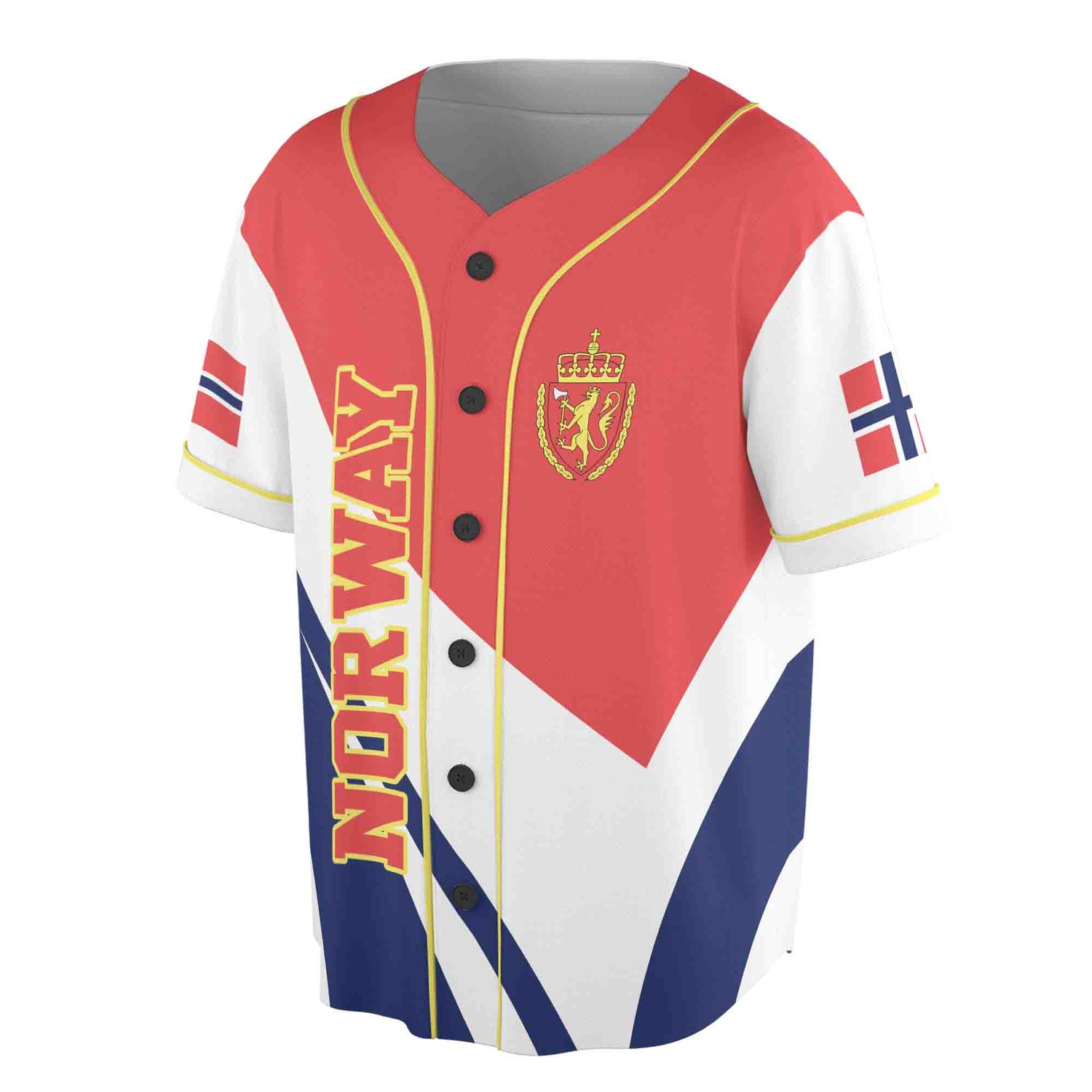 Custom Norway Coat of Arms Baseball Jersey S-5XL Personalized Patriotic Shirt image 1