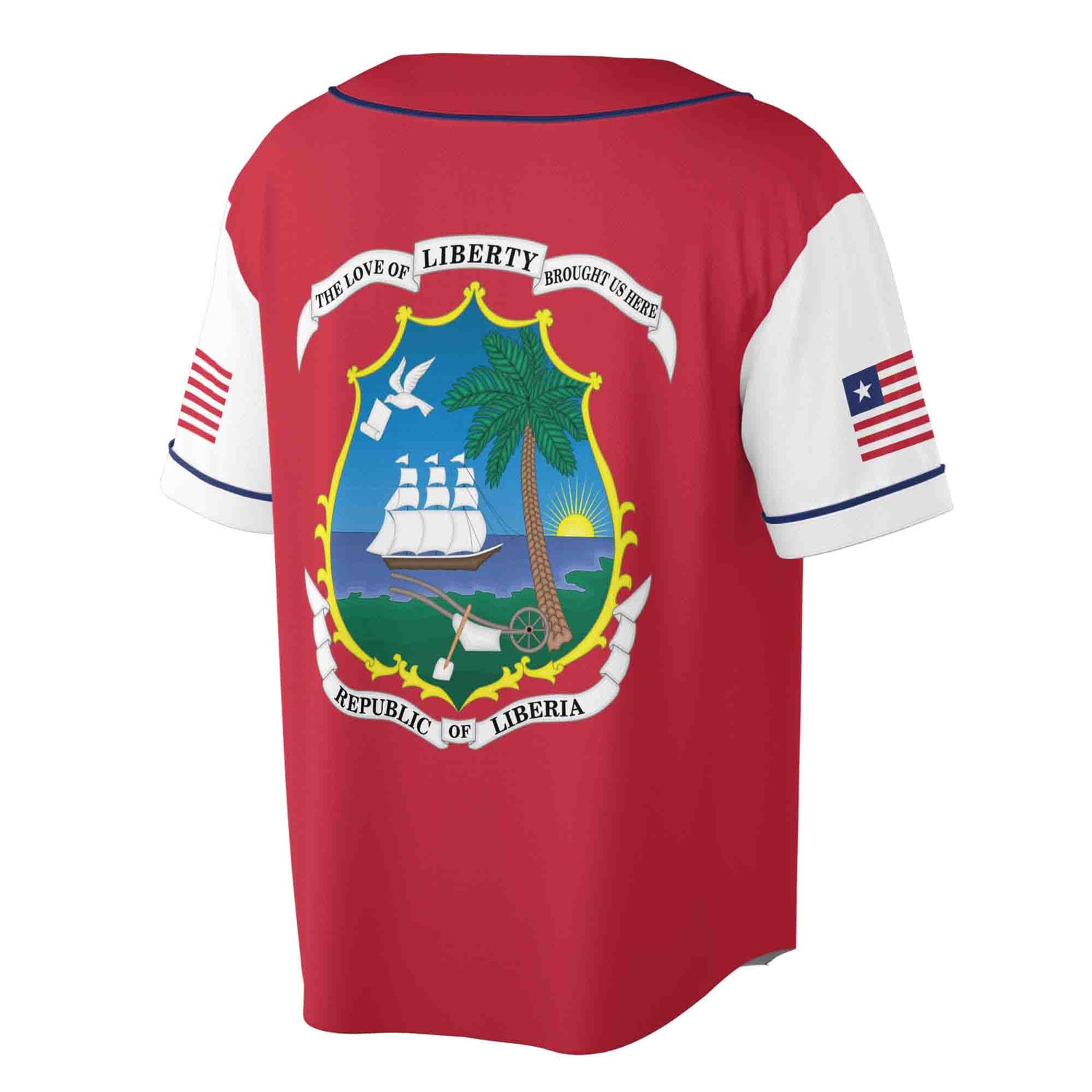 Liberia Coat of Arms Baseball Jersey Patriotic Design Sizes S-5XL image 2