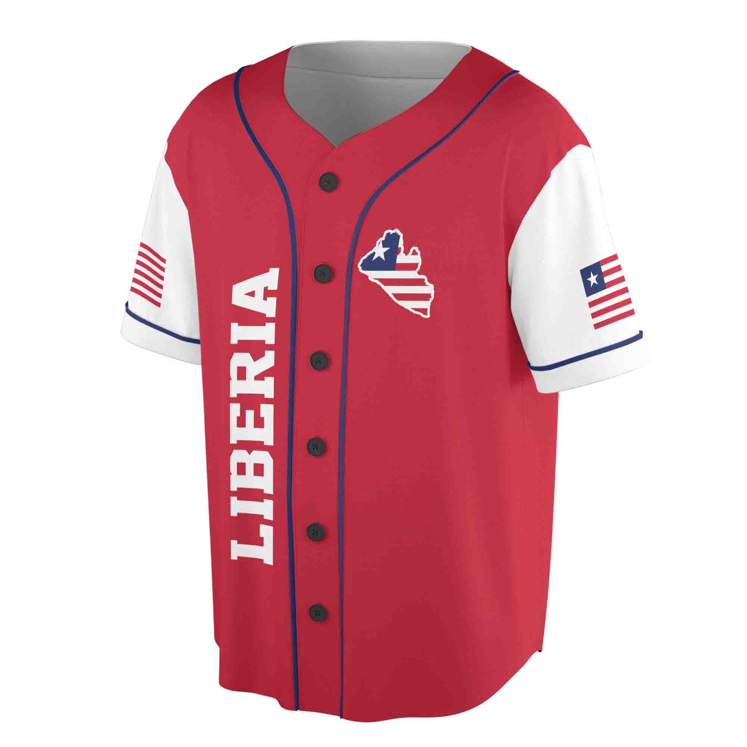 Liberia Coat of Arms Baseball Jersey Patriotic Design Sizes S-5XL image 1