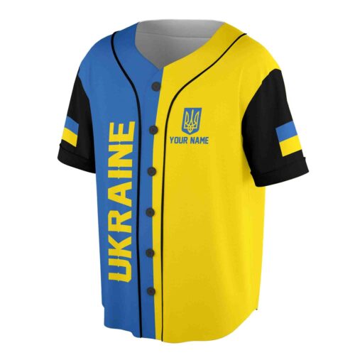 Personalized Ukraine Coat of Arms Flag Baseball Jersey Custom Sizes S-5XL image 1