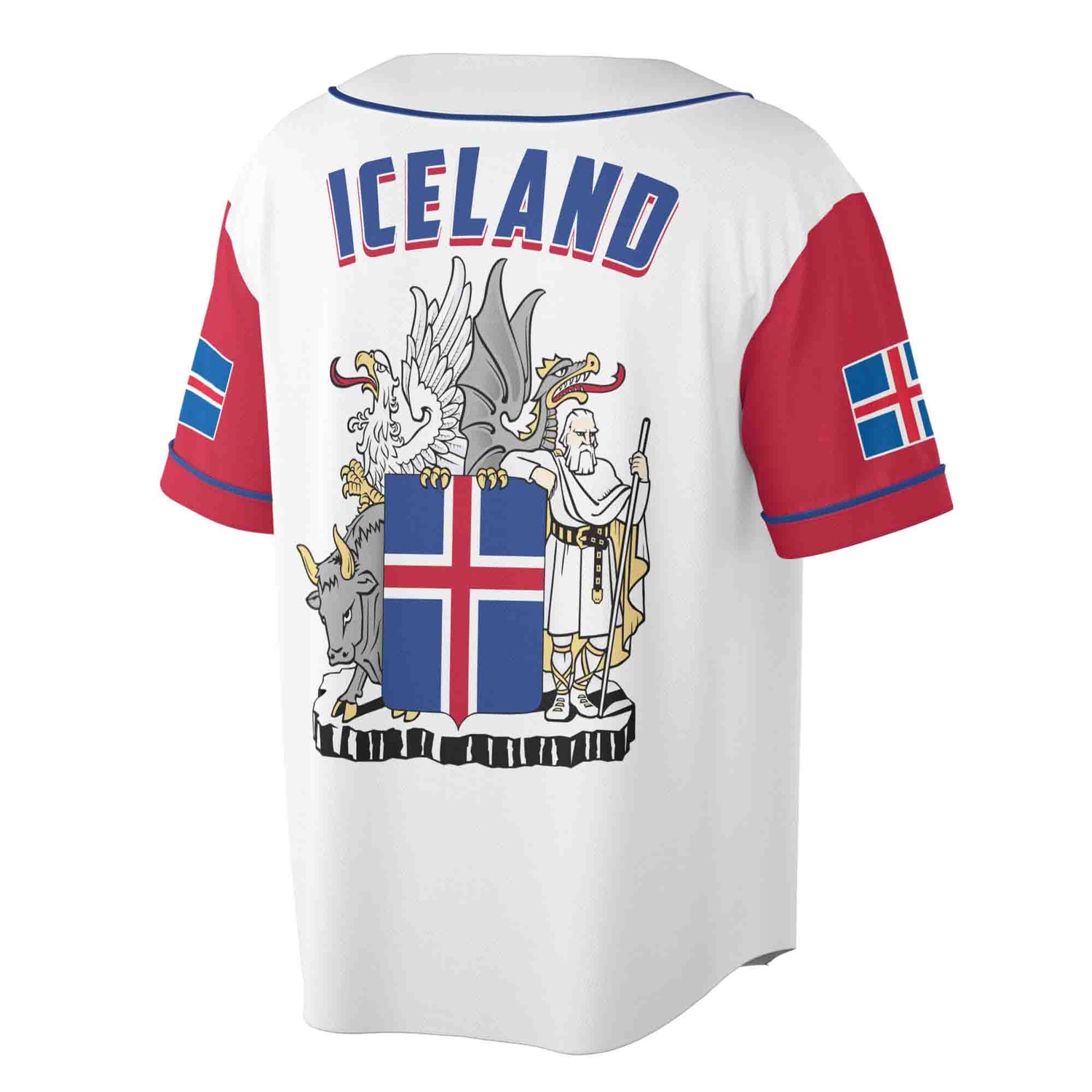 Custom Iceland Coat of Arms Baseball Jersey Personalized Name Available S-5XL image 2