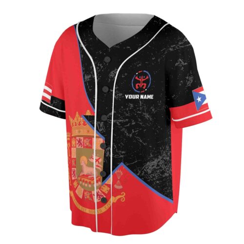 Custom Puerto Rico Coat of Arms Flag Baseball Jersey Personalized S-5XL image 1