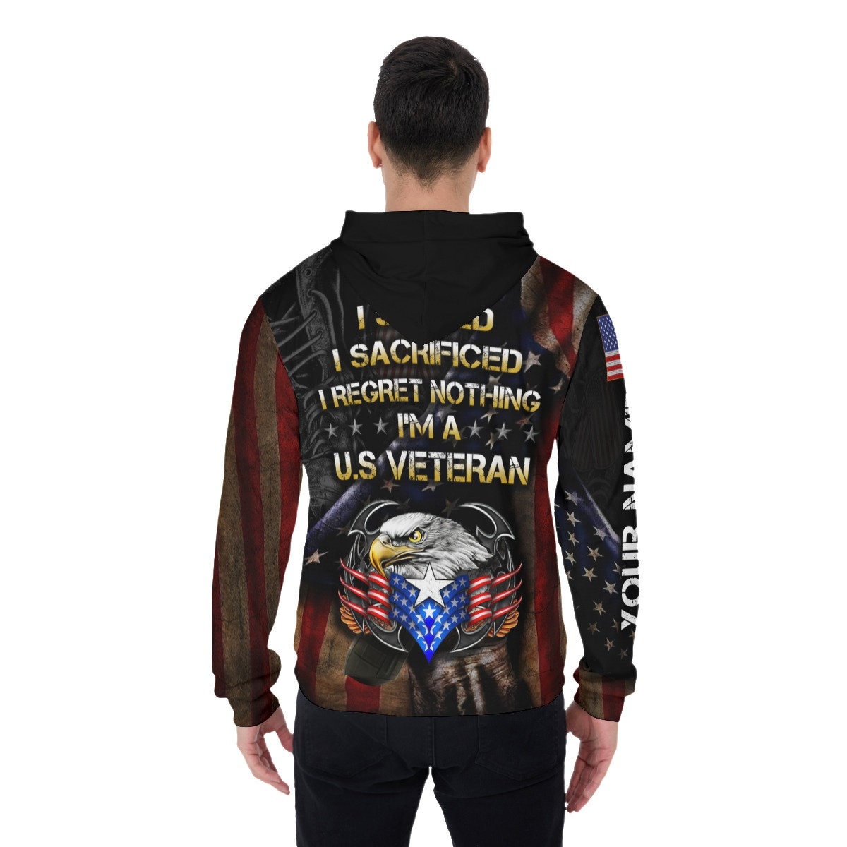 Custom U.S. Army Veteran 3D Printed Hoodie Personalized Pullover with Front Pocket Gifts for Men & Women image 4