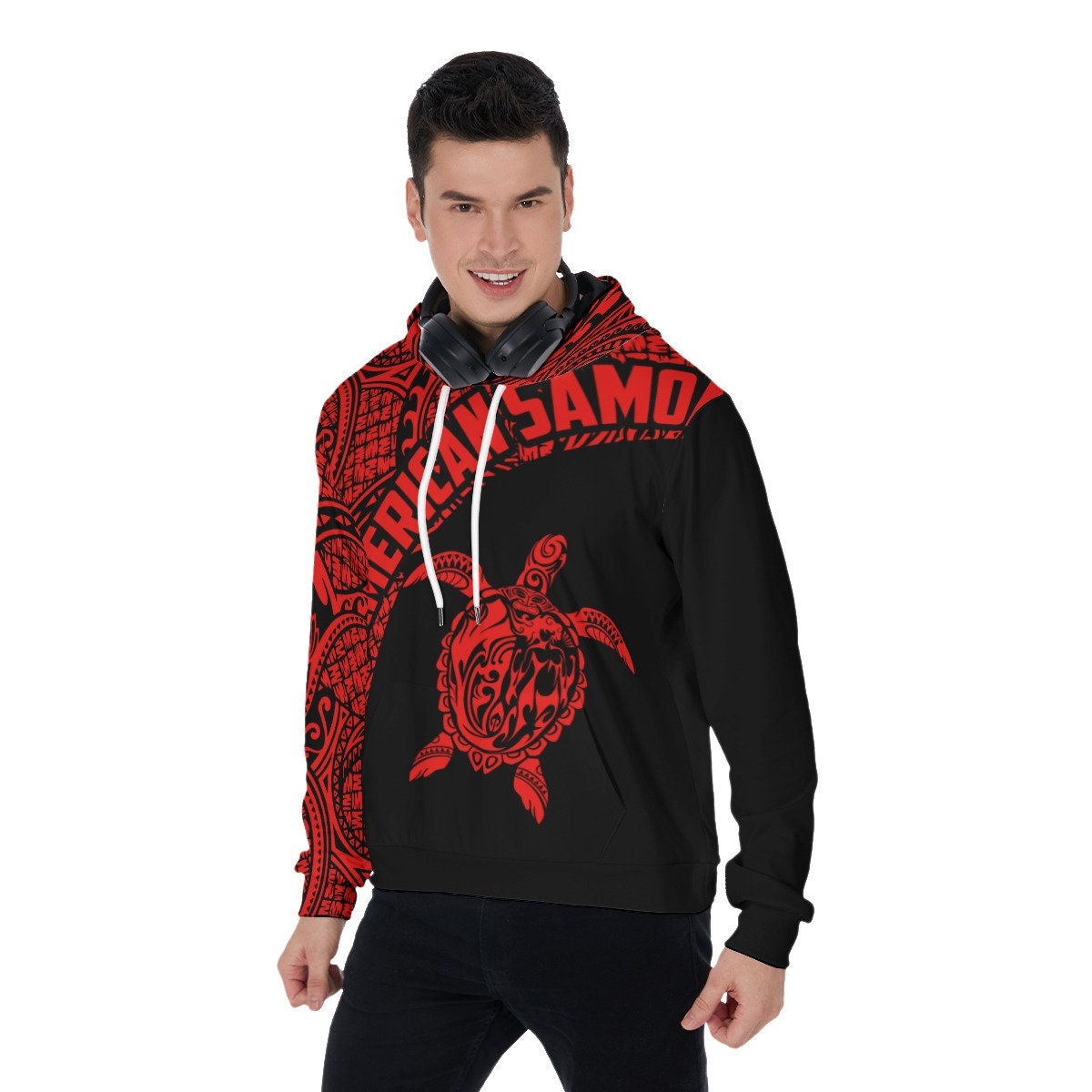 Unisex 3D Printed American Samoa Polynesian Red Hoodie image 5