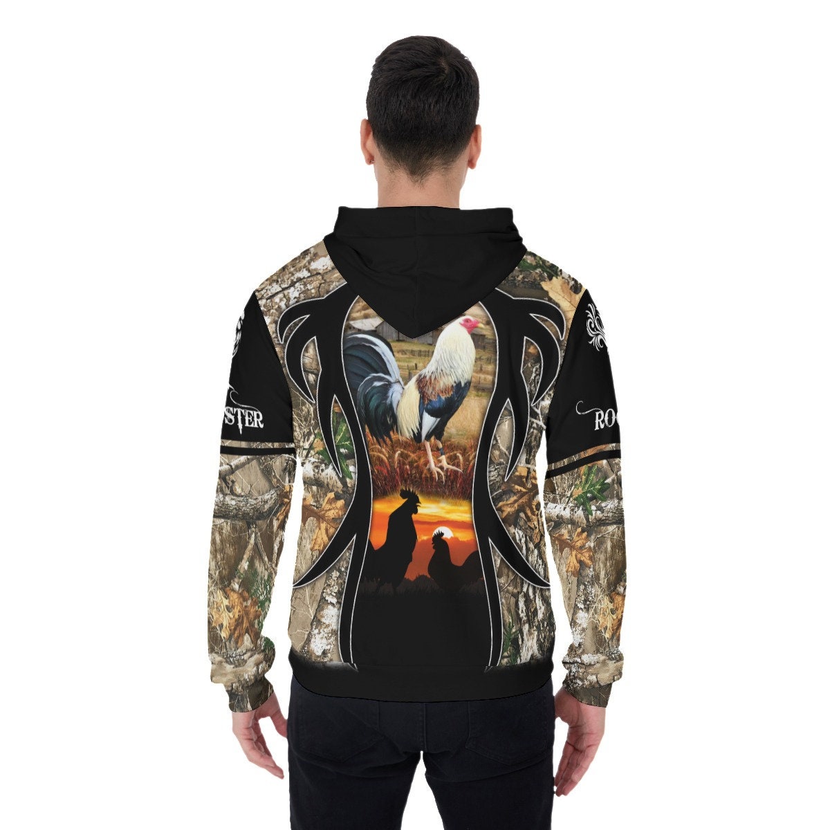 Unisex Rooster Camo Hoodie with Front Pocket Novelty Pullover Gift for Men & Women image 4