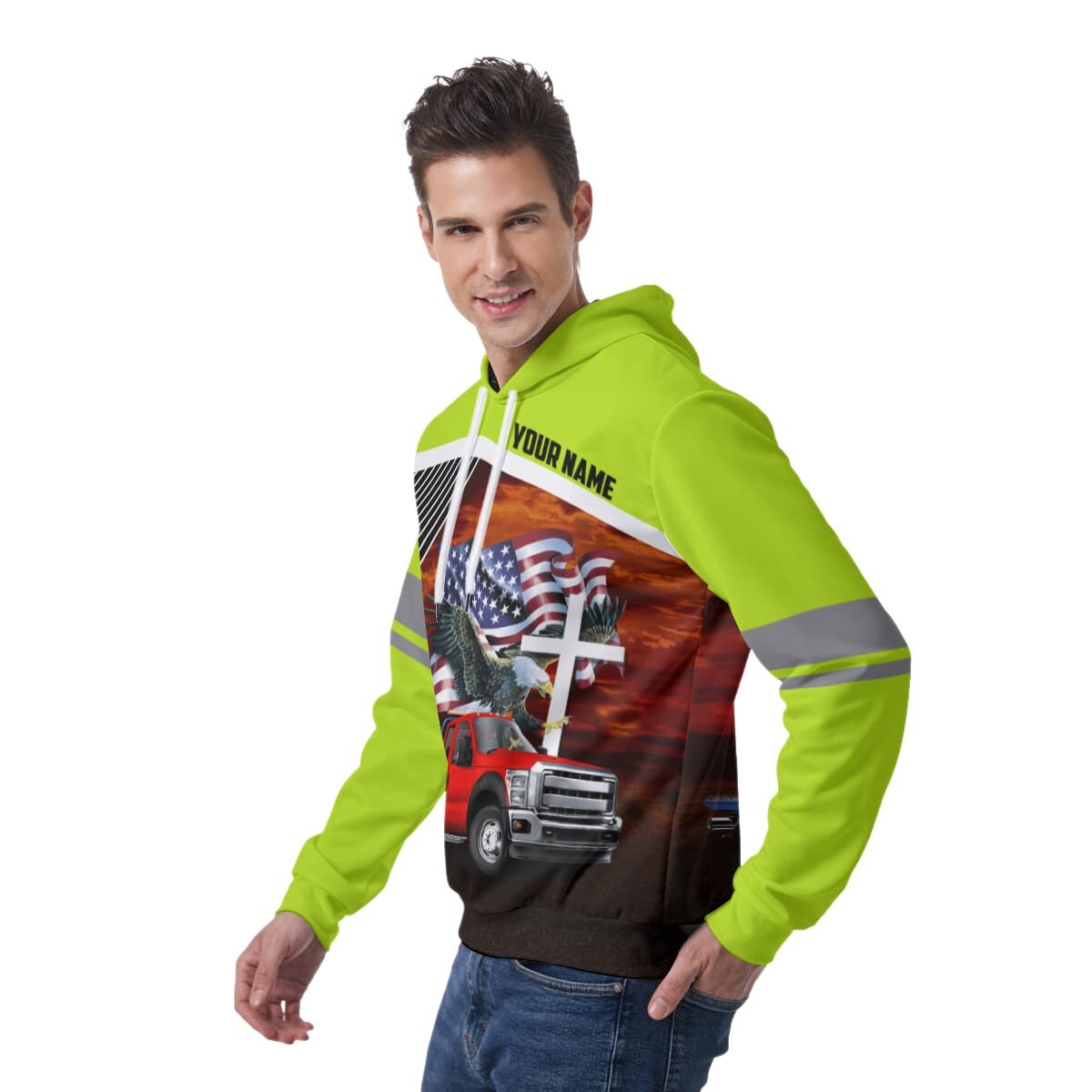 Personalized Unisex Hoodies with American Eagle Tow Truck Design Gifts for Men and Women image 2