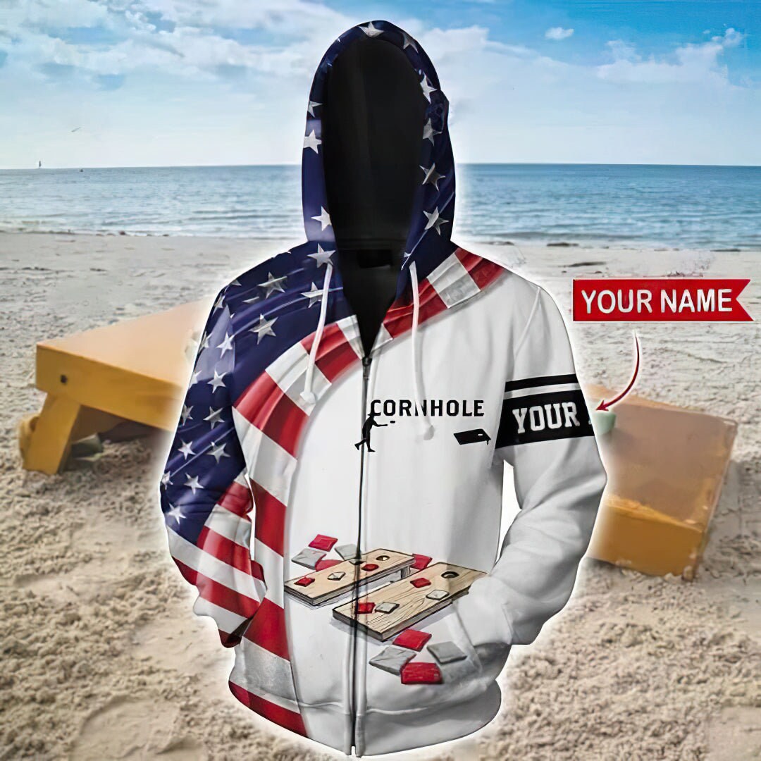 Personalized Unisex Cornhole Hoodie Pullover Sweatshirt with Front Pocket Gifts for Men and Women image 1