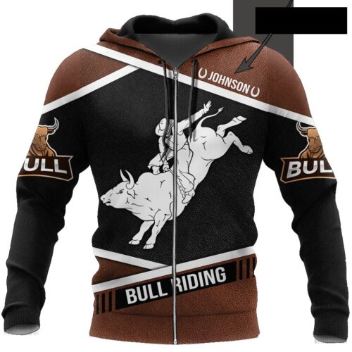 Personalized Bull Riding Unisex Hoodie with Front Pocket - Novelty Sweatshirt Gifts for Men & Women image 1