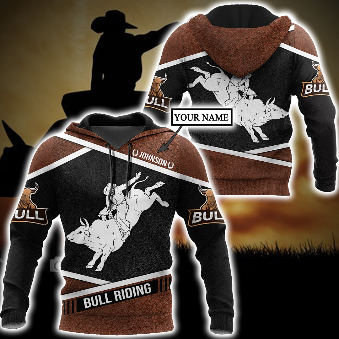 Personalized Bull Riding Unisex Hoodie with Front Pocket - Novelty Sweatshirt Gifts for Men & Women image 2