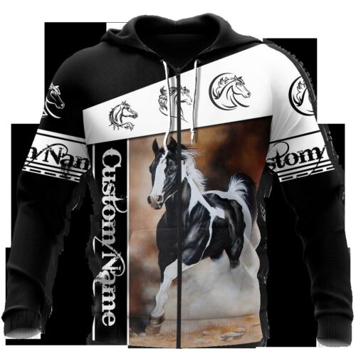 Personalized Unisex Horse Lover Hoodies Novelty Pullover Sweatshirt with Front Pocket Gifts for Men and Women image 0