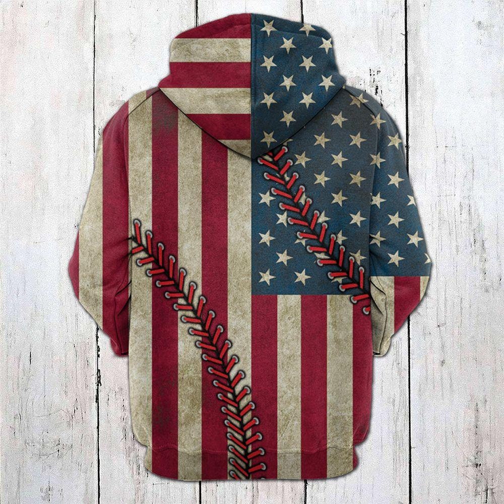 Unisex Novelty Baseball Hoodie American Flag Sweatshirt Baseball Lover Gift USA Pride Apparel image 2