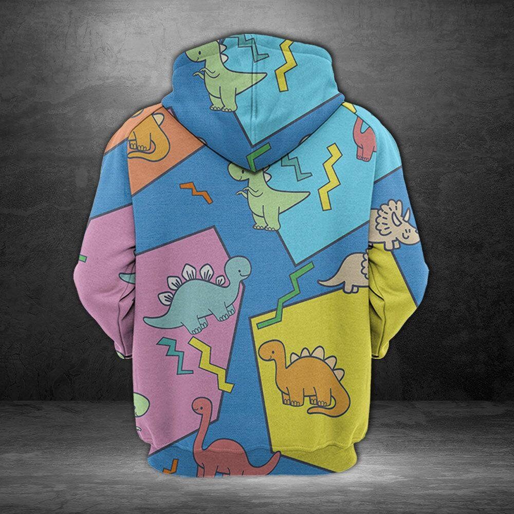 Unisex Colorful Dinosaur Hoodie for Dinosaur Lovers - Unique Animal Gift Pullover image 2