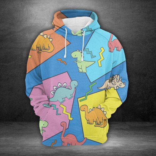 Unisex Colorful Dinosaur Hoodie for Dinosaur Lovers - Unique Animal Gift Pullover image 1