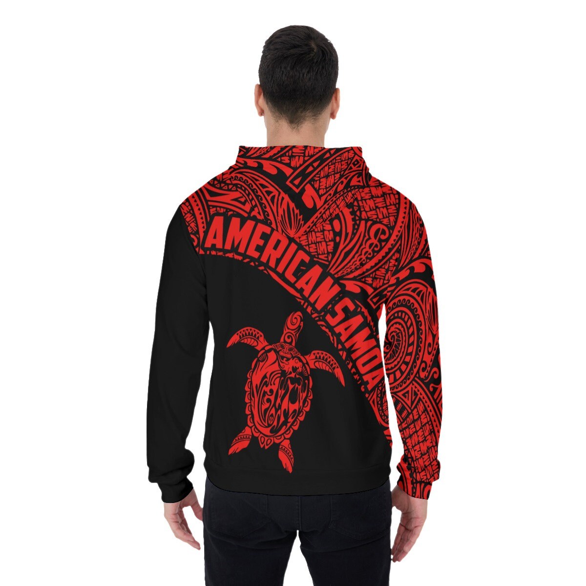 Unisex 3D Printed American Samoa Polynesian Red Hoodie image 6