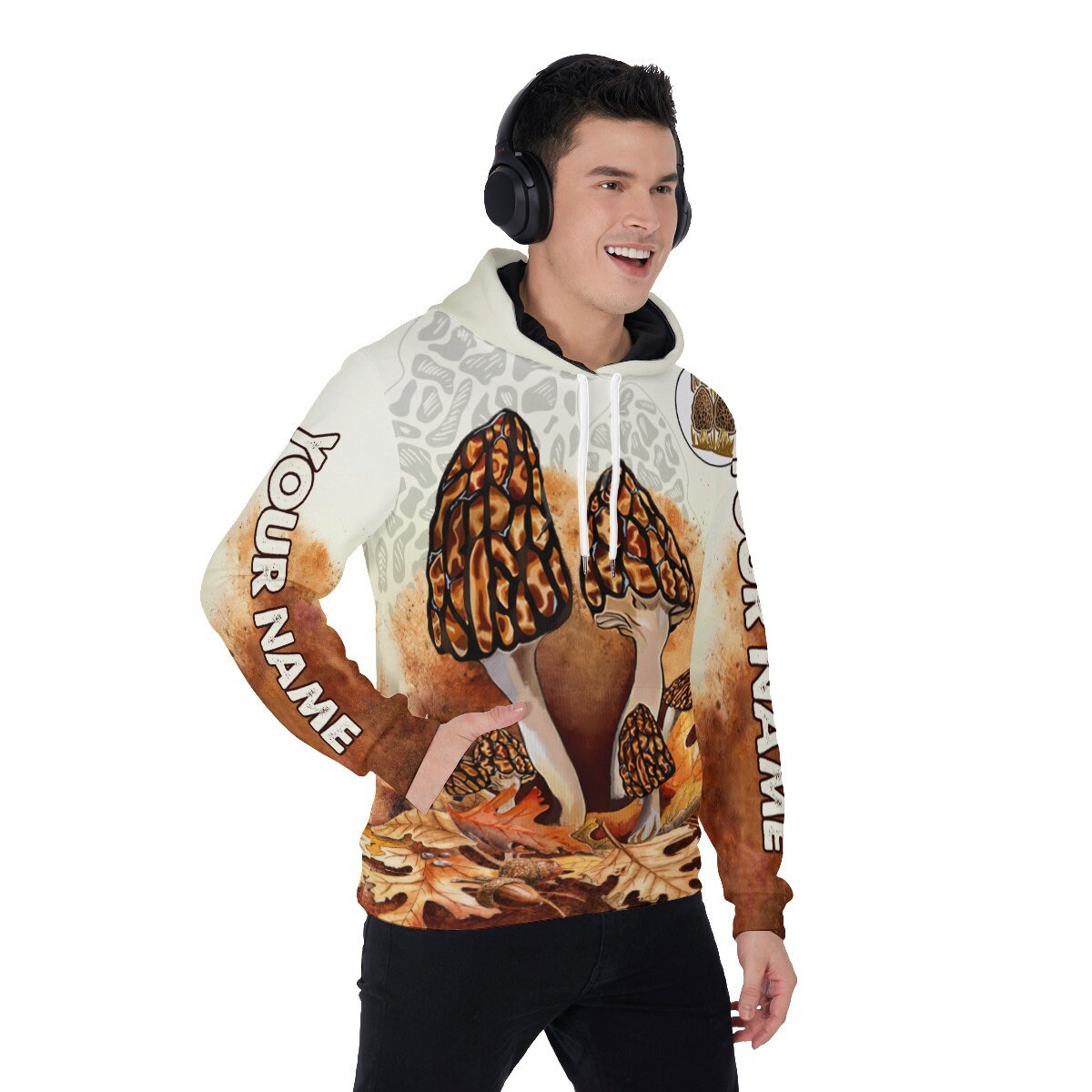 Unisex 3D Printed Morel Mushrooms Hunter Hoodie with Front Pocket Novelty Gift for Men & Women image 2