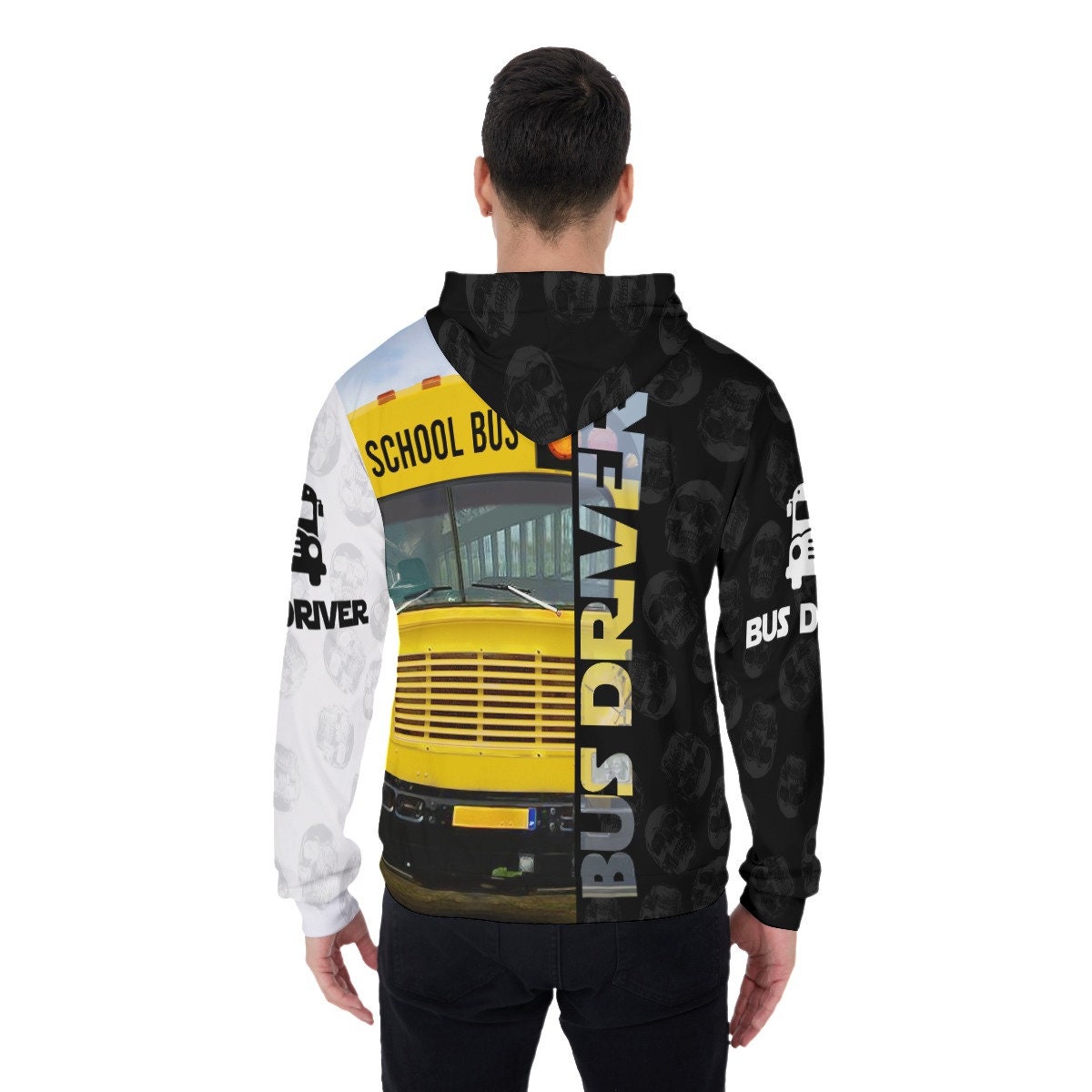 School Bus Driver Skull Pattern Hoodie Bus Driver Sweatshirt Appreciation Gift Shirt image 4