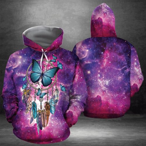 Unisex Butterfly Dreamcatcher Hoodie Sweatshirt Butterfly Lover Pullover Cozy Butterfly Apparel image 0