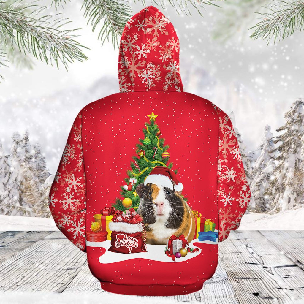 Unisex Guinea Pig Christmas Tree Sweatshirt Hoodie Festive Guinea Pig Pullover Holiday Hoodie image 2