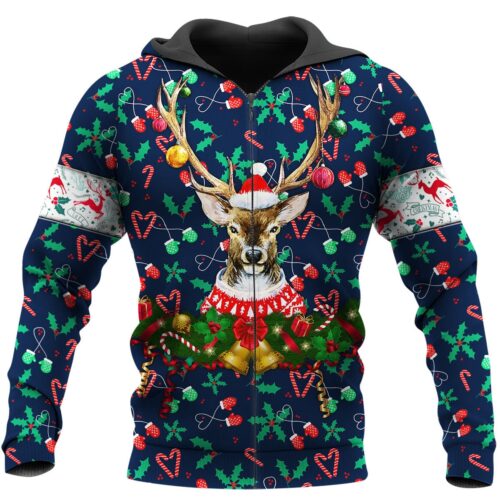 Unisex Christmas Deer Sweatshirt Hoodie Deer Lover Pullover for Holiday Season image 1