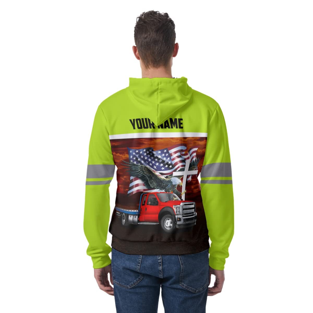 Personalized Unisex Hoodies with American Eagle Tow Truck Design Gifts for Men and Women image 3