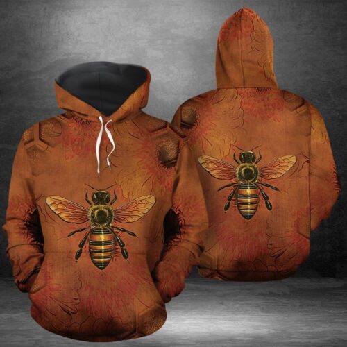 Unisex Bee Sunflower Hoodie Sweatshirt Animal Lover Gift Bee Pullover Cozy Bee Apparel image 0