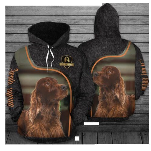 Unisex Irish Setter Dog Hoodie Sweatshirt Animal Lover Pullover Cute Pet Apparel image 1