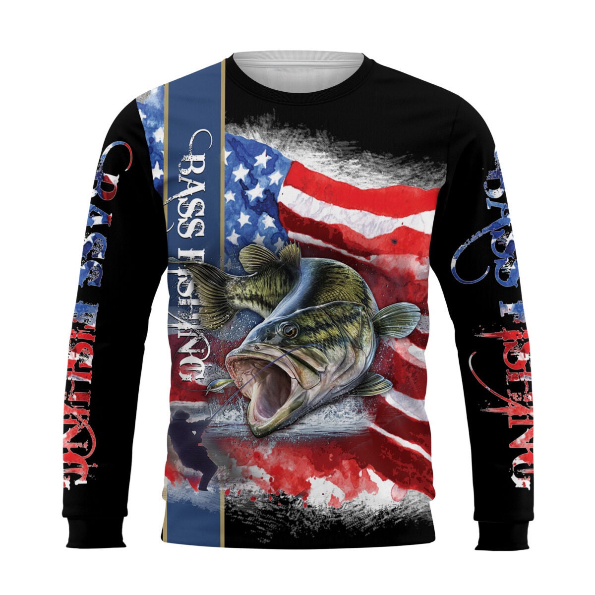 Bass Fishing American Flag Hoodie Sweatshirt Fisherman Pullover Fishing Gift Apparel image 2