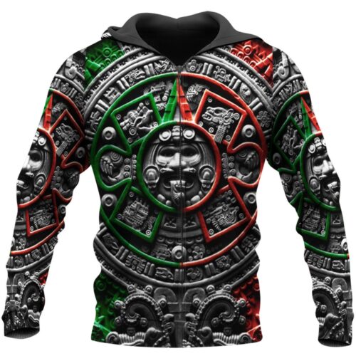 Unisex Aztec Calendar Hoodie Sweatshirt Aztec Pullover Aztec Lover Gift Aztec Clothing image 1