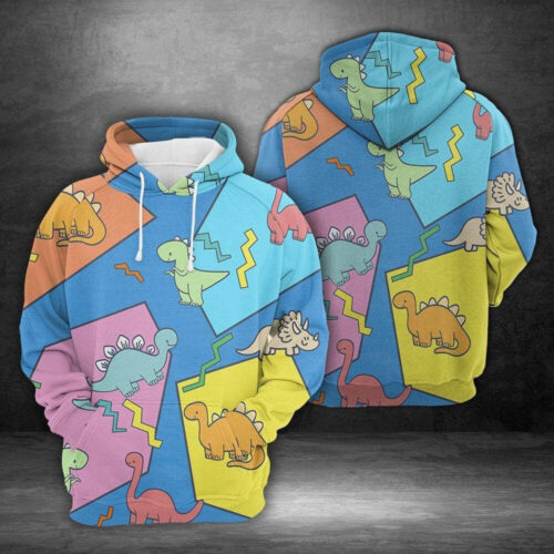 Unisex Colorful Dinosaur Hoodie for Dinosaur Lovers - Unique Animal Gift Pullover image 0