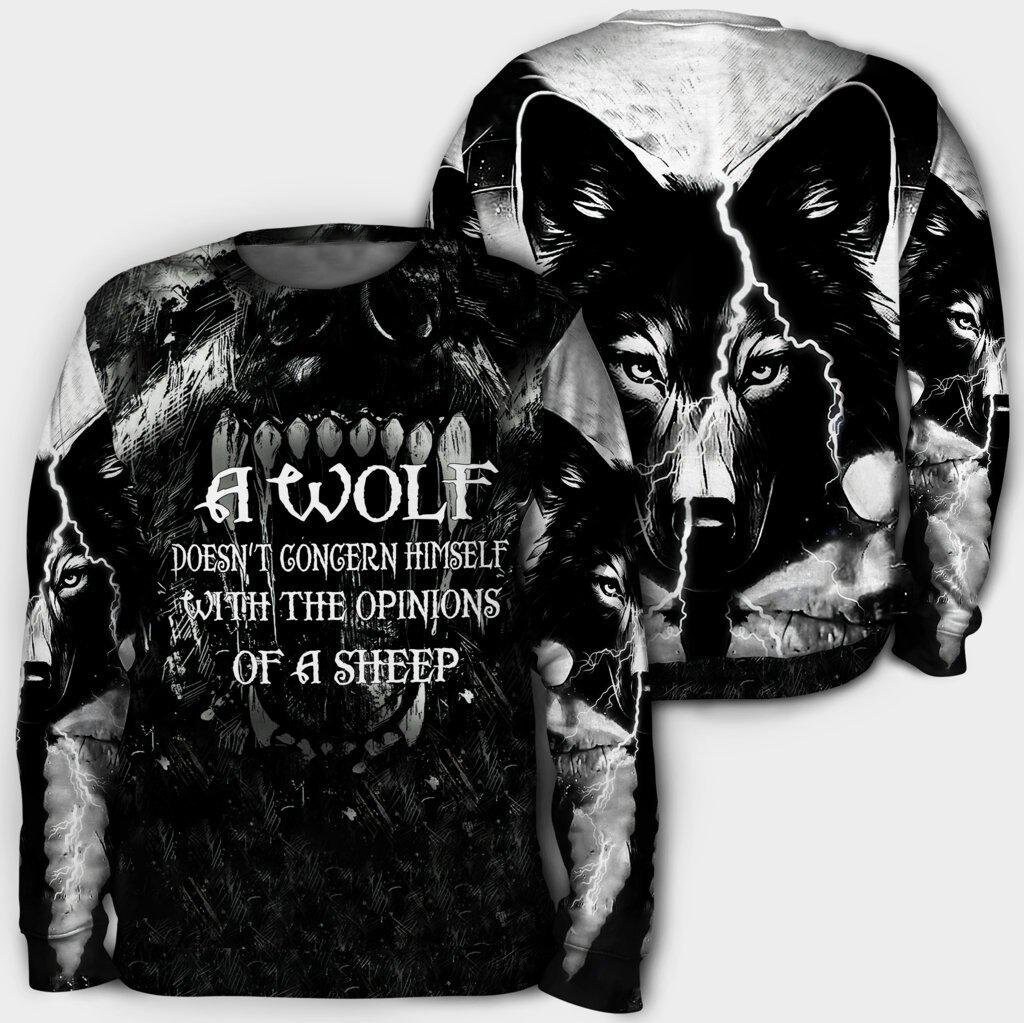 Unisex Wolf Hoodie Opinions Of A Sheep Sweatshirt Animal Pullover for Men & Women image 2