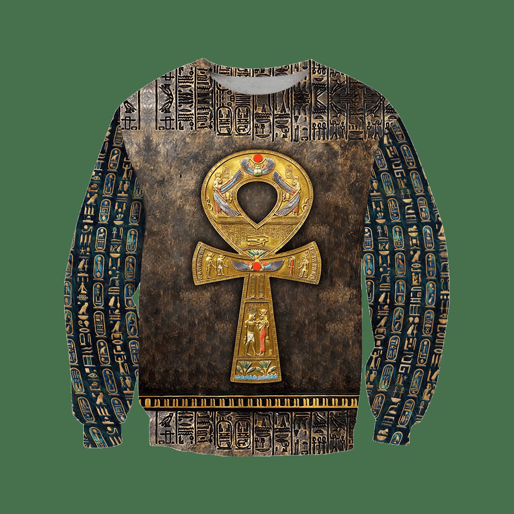 Unisex Ancient Egypt Ankh Hoodie Cross Ankh Sweatshirt Egyptian Pullover for Men & Women image 3