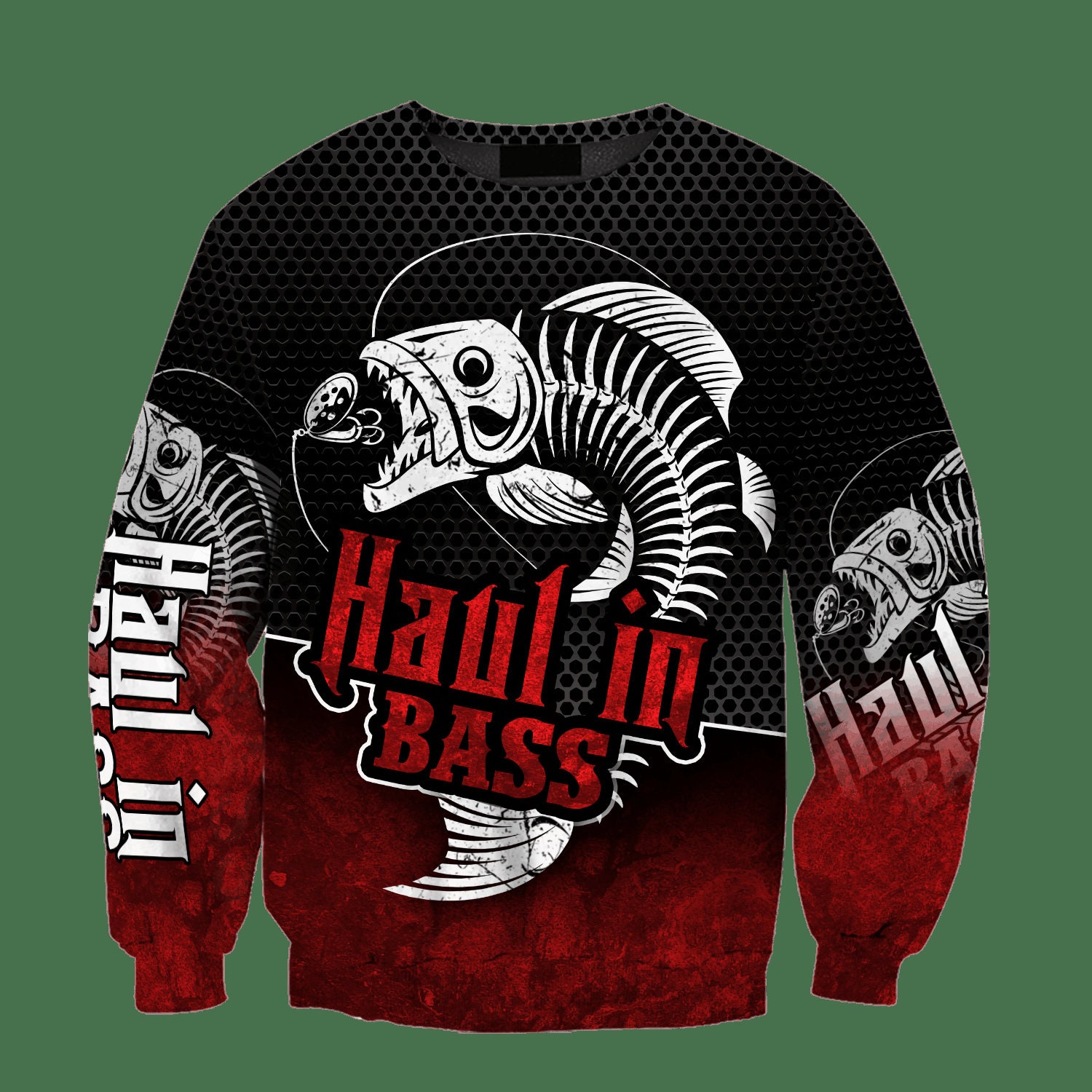 Bass Fishing Red Reaper Hoodie Fisherman Sweatshirt Pullover Fishing Apparel image 3