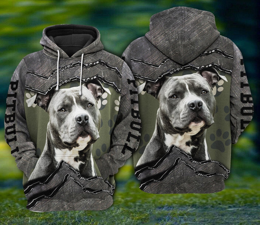 Pitbull Dog Lover Hoodie Sweatshirt Pitbull Pullover Dog Owner Gift Cozy Pitbull Zip Hoodie image 1