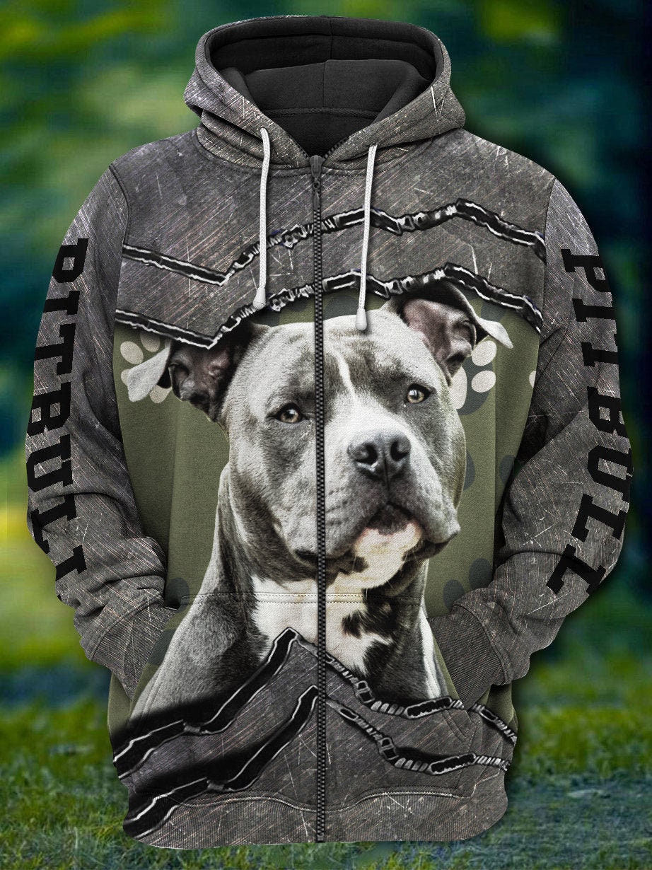 Pitbull Dog Lover Hoodie Sweatshirt Pitbull Pullover Dog Owner Gift Cozy Pitbull Zip Hoodie image 2