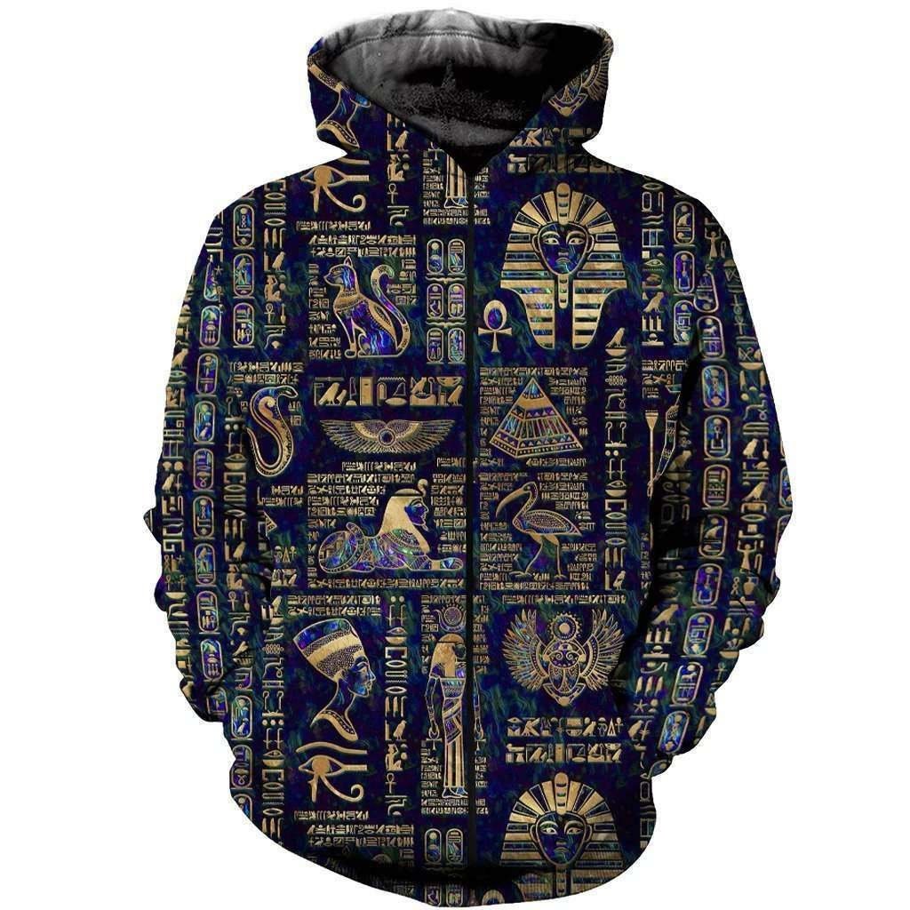 Unisex Egyptian Hieroglyphs Hoodie | Egypt Deities Sweatshirt | Egyptian Gift Pullover image 1