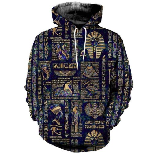 Unisex Egyptian Hieroglyphs Hoodie | Egypt Deities Sweatshirt | Egyptian Gift Pullover image 0