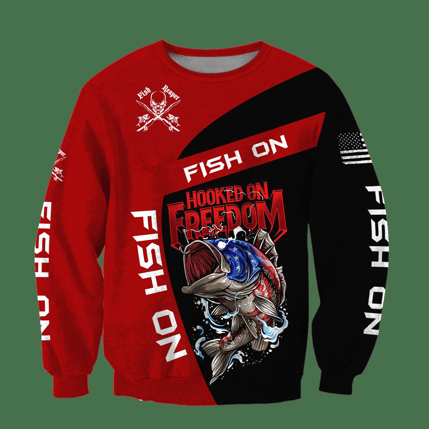 Unisex Fishing Hoodie Hooked On Freedom Sweatshirt Fisherman Pullover Fishing Apparel image 2