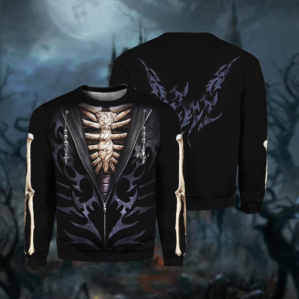 Unisex Skull Bone Halloween Hoodie Sweatshirt Skeleton Pullover Halloween Gift image 2