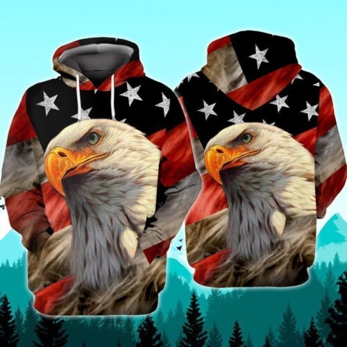 Big Eagle Head Pullover Hoodie American Eagle Sweatshirt Patriotic Hoodie Gift image 0