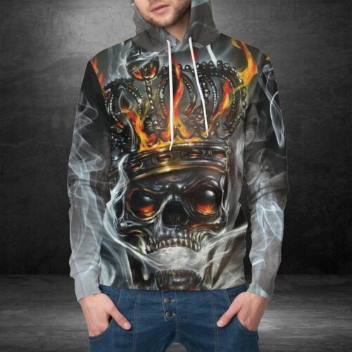 Unisex Skull King Hoodie Sweatshirt Skeleton Pullover Skull Gift Skull Shirt image 1