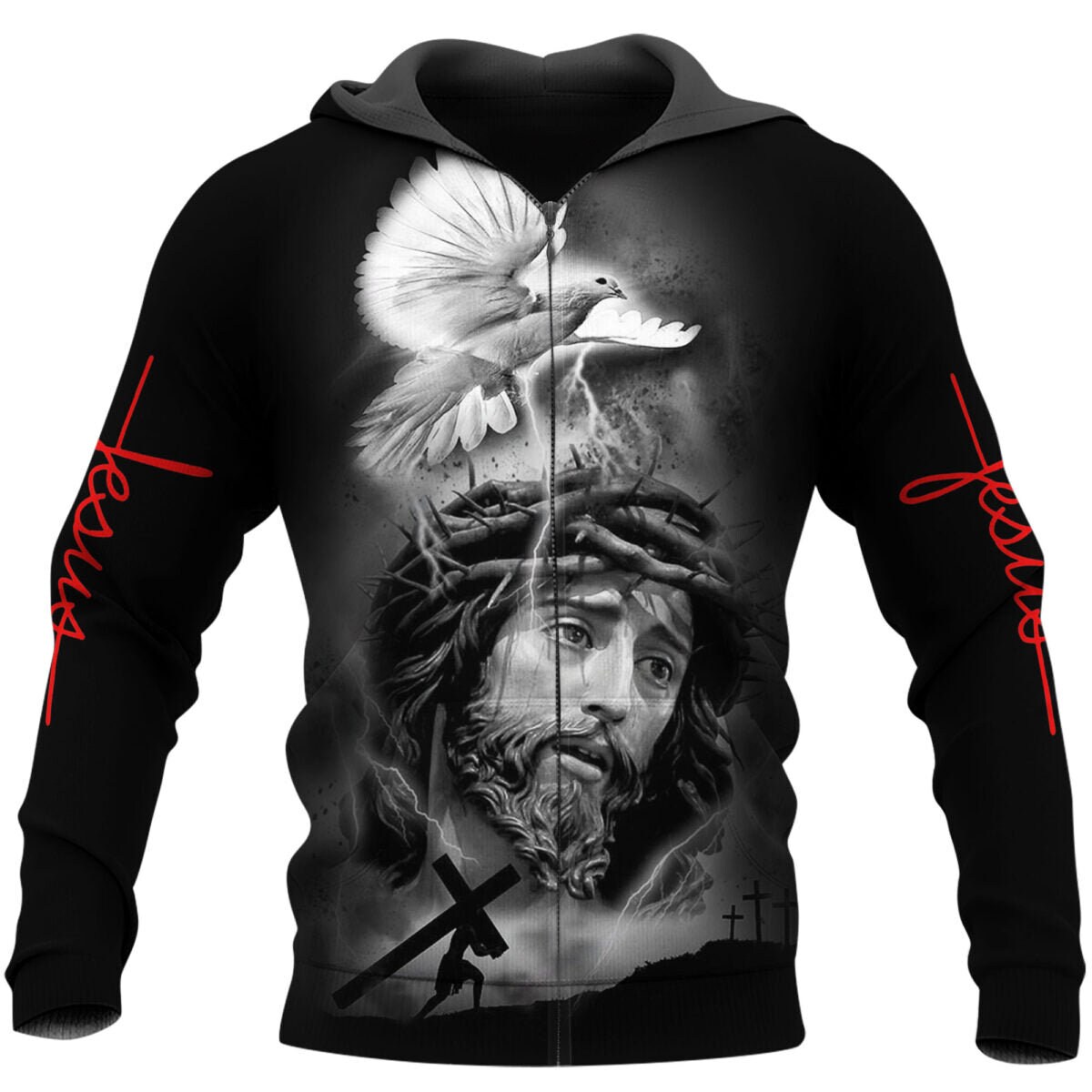 Unisex Jesus Art Hoodie Christian Sweatshirt Jesus Pullover Faith-Based Apparel Religious Gift image 1