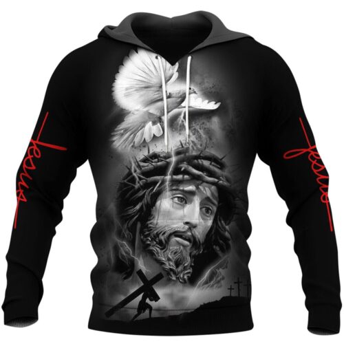 Unisex Jesus Art Hoodie Christian Sweatshirt Jesus Pullover Faith-Based Apparel Religious Gift image 0