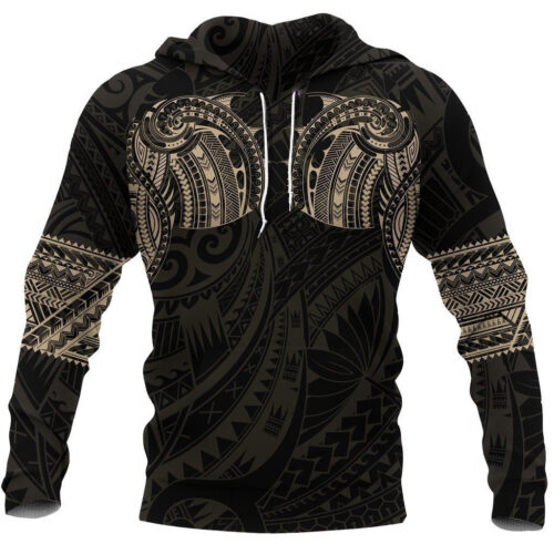 Polynesian Tattoo Style Hoodie Gold Polynesian Sweatshirt image 0