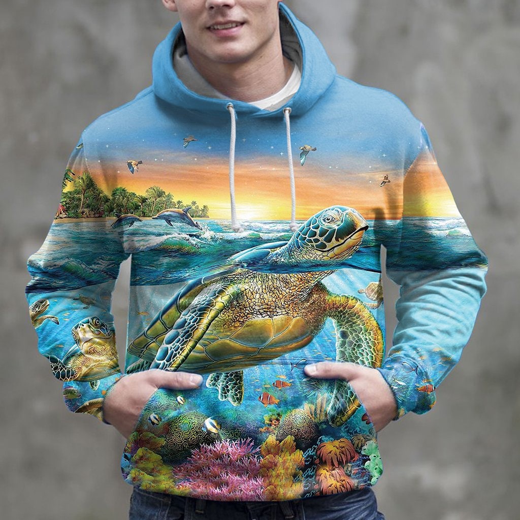 Unisex Sea Turtle Hoodie Animal Lover Gift Turtle Sweatshirt image 1