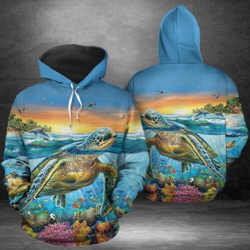 Unisex Sea Turtle Hoodie Animal Lover Gift Turtle Sweatshirt image 0