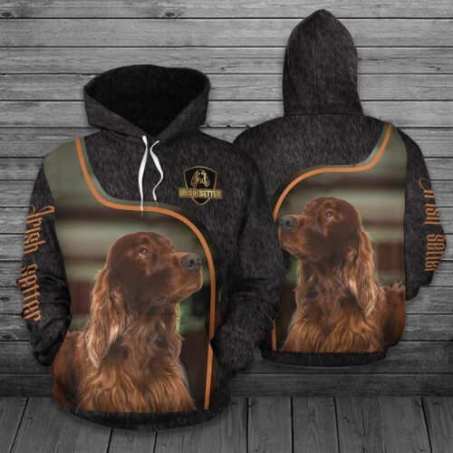 Unisex Irish Setter Dog Hoodie Sweatshirt Animal Lover Pullover Cute Pet Apparel image 0