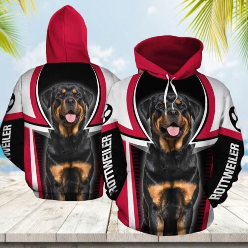 Rottweiler Lover Hoodie Sweatshirt Dog Lover Gift Apparel Rottweiler Zip Hoodie image 1