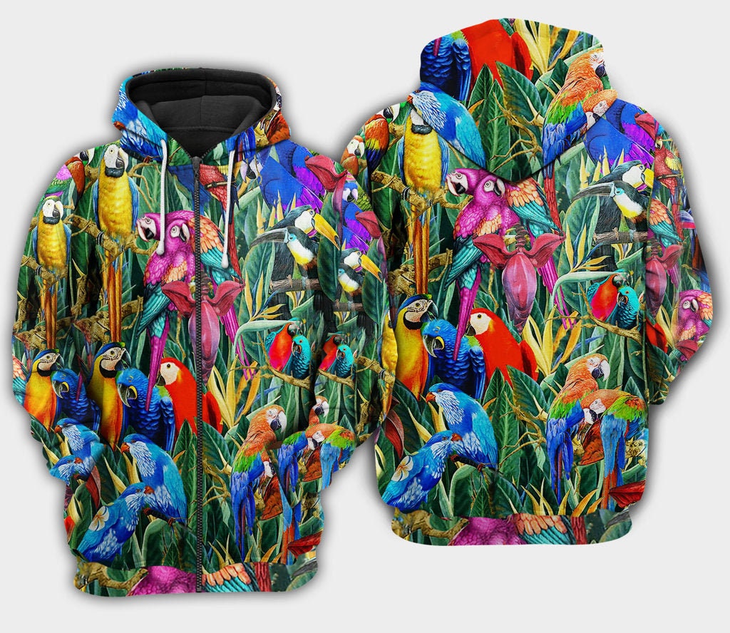 Unisex Tropical Parrot Lover Sweatshirt Hoodie Animal Pullover Gift image 1