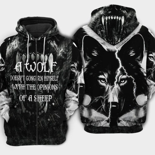 Unisex Wolf Hoodie Opinions Of A Sheep Sweatshirt Animal Pullover for Men & Women image 1